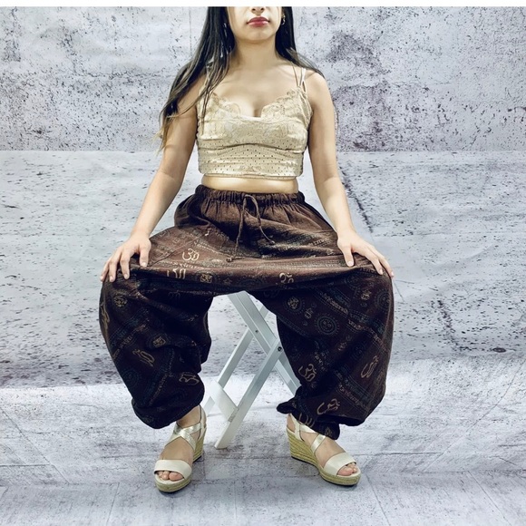 Handmade Nepalese patchwork ohm prints harem pants - Picture 4 of 5